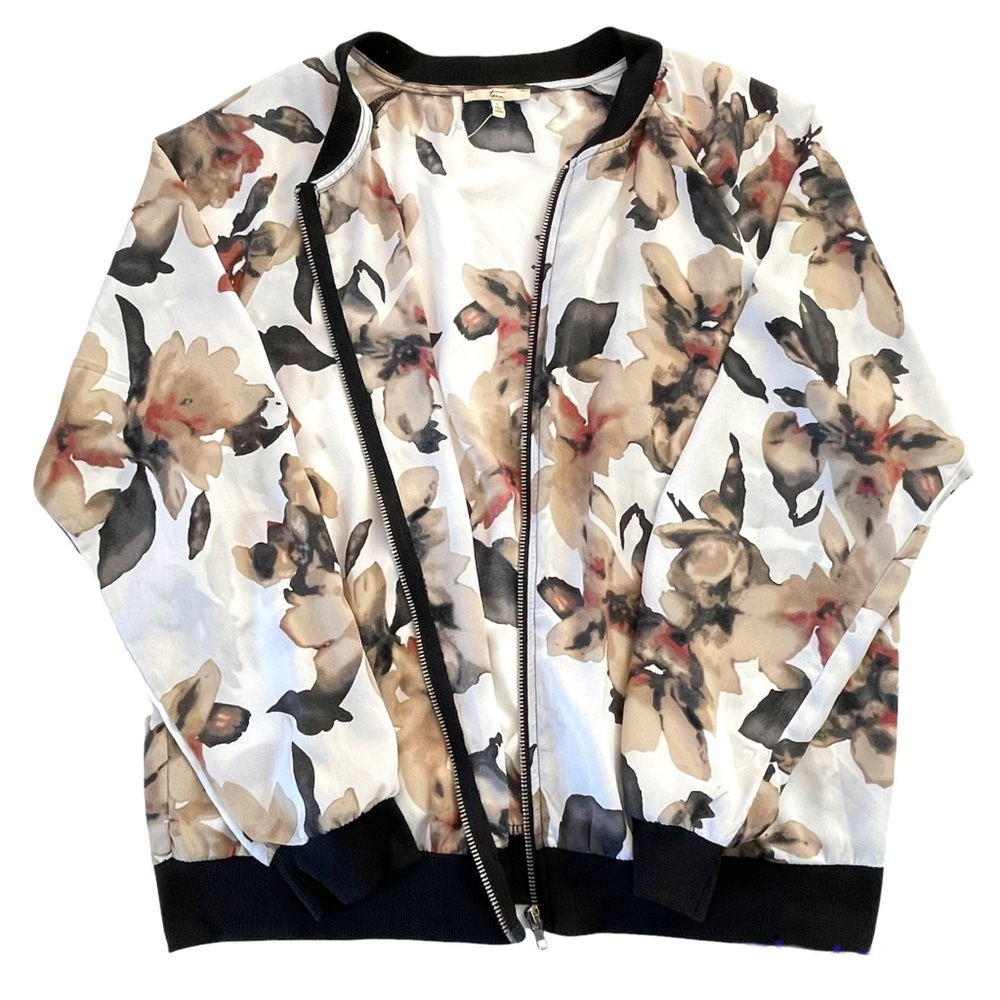 🌀 Silky Floral Print Lightweight Bomber Jacket